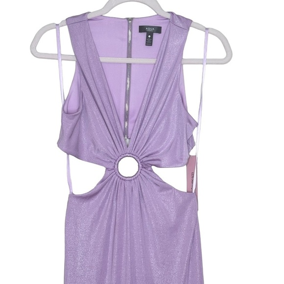 NWT AQUA Formal Bloomingdale's Purple Sleeveless Cutout Maxi Dress - Picture 3 of 7